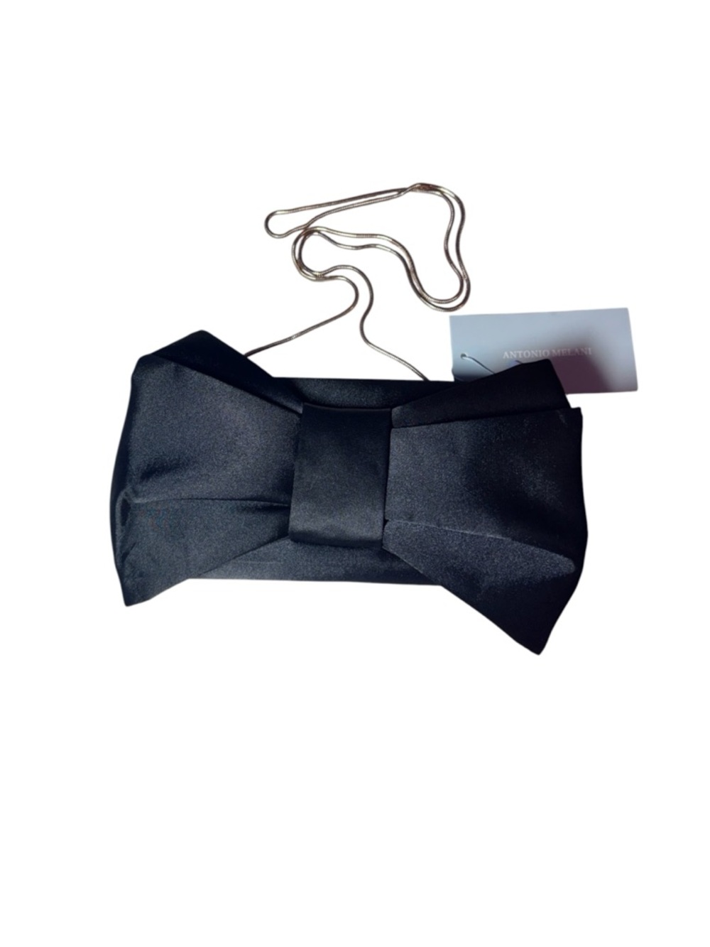ANTONIO MELANI Black Bow Clutch Evening Bag, NWT